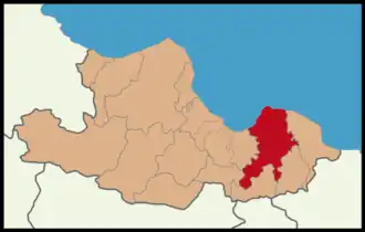 Map showing Çarşamba District in Samsun Province