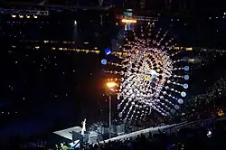 From behind, during the closing ceremony.