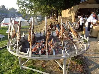 Barbecued carp, northern Croatia