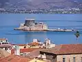 View of Nafplion, Bourtzi and Argolic Gulf