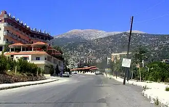The Syrian town of Kessab, with the peak of Mount Aqra (Turkey) in the background