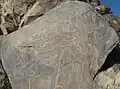 Inscription next to one of the petroglyphs of Kal Jangal [fa] near Birjand, [note 1] probably early Sassanian.[7]