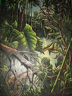 Jungle River (Indochina landscape), oil on wood, 1958.