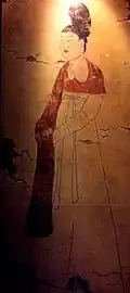 Maid, mural from Ashina Zhong (阿史那忠) tomb, Tang dynasty