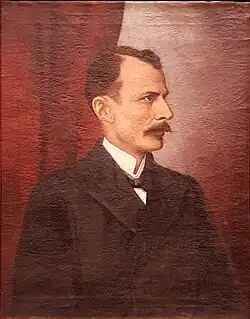 Oil painting of Rafael Uribe Uribe by Francisco A. Cano.
