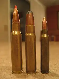 (Left to right) .308 Winchester, .35 Remington Soft Point, and .223 Remington.