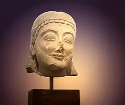 Head of a kouros in the National Archaeological Museum of Athens