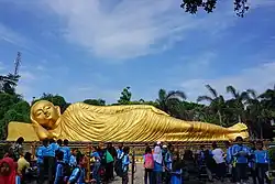 Reclining Buddha statue, this is the largest Buddha statue in Indonesia and Southeast Asia