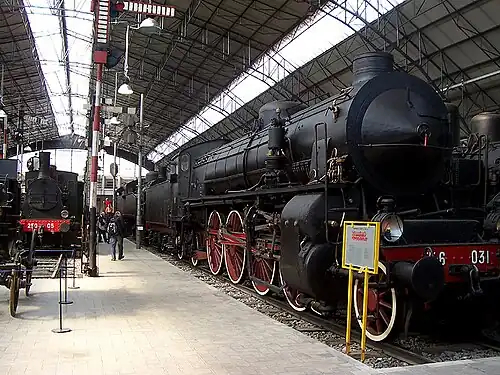 View of some trains in the museum.