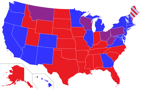 Map of the Senate composition by state and party, as of Jan 8, 2021