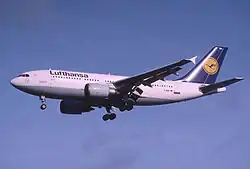 An Airbus A310 taking off from London Heathrow airport.