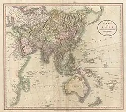 A New Map of Asia, from the Latest Authorities, by John Cary, Engraver, 1806, shows the Southern Ocean lying to the south of both the Indian Ocean and Australia.