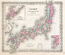Map of Japan at the end of the Edo period published in the United States in 1855
