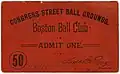 Congress Street Grounds pass, 1891