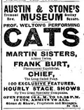 Advertisement, "Prof. Welton's performing cats," 1893