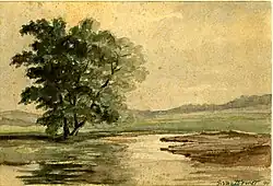 1896, pond, watercolour.