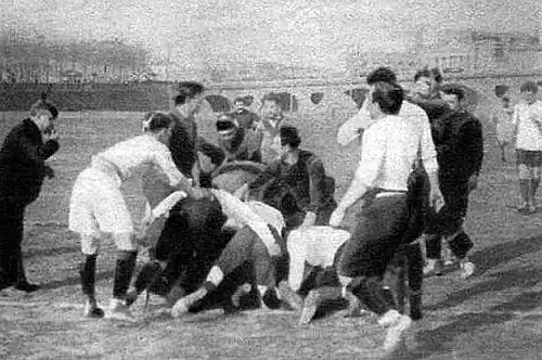 Brennus acting as referee in a match in 1902.