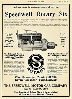 1913 Speedwell Rotary Six advertisement