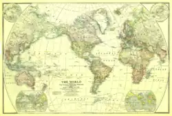 Map of The World in 1922 by the National Geographic Society showing the Antarctic (Southern) Ocean.