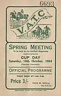 1924 VATC Caulfield Cup racebook front cover