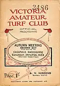 1933 VATC Futurity Stakes racebook front cover