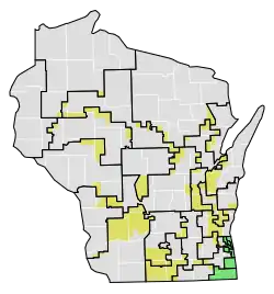 Changes in boundaries for the State Senate following 1983 Act 29   Territory which was moved into a new district   Districts which were entirely unchanged