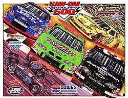 The 2000 UAW-GM Quality 500 program cover, with artwork by NASCAR artist Sam Bass.