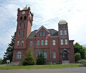 The Old Iron County Courthouse (now the Iron County Historical Museum) in Hurley, Wisconsin.