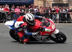 Superstock TT – Michael Dunlop (6) Honda Parliament Square, Ramsey 3 June 2013.