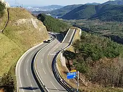 An emergency escape ramp on Misiryeong Penetrating Road in Gangwon Province, Korea