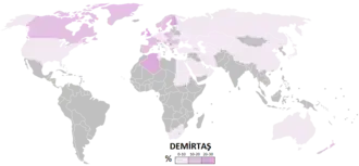 Results obtained by Selahattin Demirtaş by country