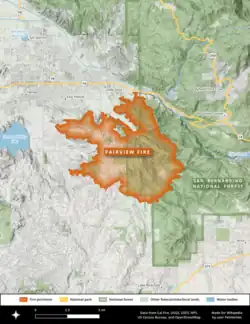 The footprint of the Fairview Fire in Riverside County