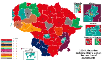 Candidates advancing to the second round in each constituency