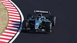 Russell driving the Mercedes W16 at the 2025 Japanese Grand Prix