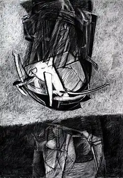 Fatum, 1999, charcoal, 100 x 70&nbsp;cm