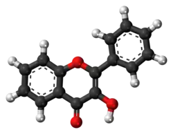 Ball-and-stick model of the 3-hydroxyflavone molecule
