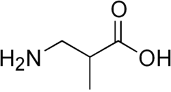 Skeletal formula of 3-aminoisobutyric acid