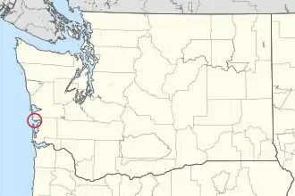Location of the Shoalwater Bay Indian Tribe in Washington state