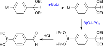 4-Formylphenylboronsäure mit n-Butyllithium