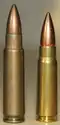 7.62×45mm cartridge (left) and 7.62×39mm cartridge (right).