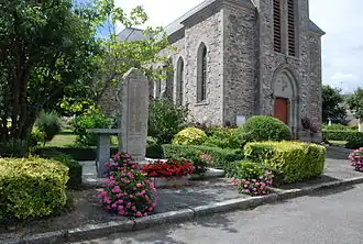 The church and World War I memorial.
