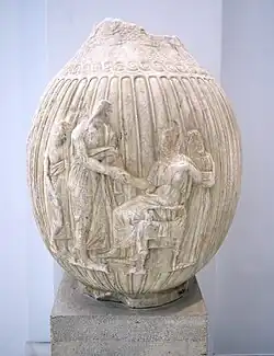 Funerary oinochoe, with "farewell" scene with a deceased woman, third quarter of the 4th century BC