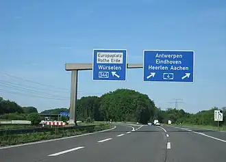 Start of A 544 at Autobahn interchange Aachen (2010)