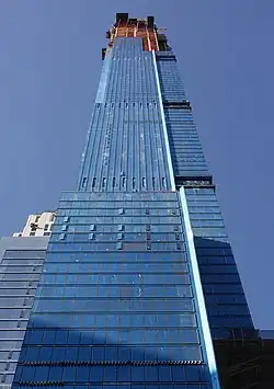 Main facade of Central Park Tower as seen in 2019