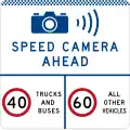 (G6-328-5) Speed Camera Ahead (Speed Limits per Category) (used in New South Wales)