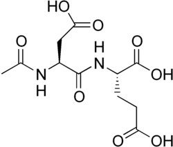 Stereo, skeletal formula of N-acetylaspartylglutamic acid