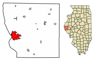 Location of Quincy in Adams County, Illinois.