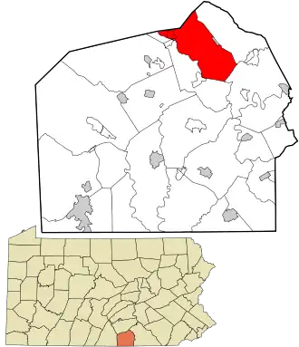 Location in Adams County and the state of Pennsylvania.
