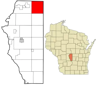 Location in Adams County and the state of Wisconsin.