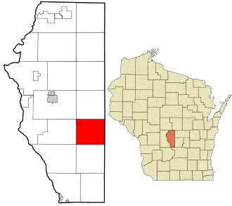 Location in Adams County and the state of Wisconsin.